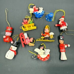 10 Erzgebirge Germany wood Christmas Ornaments hanging Figurines Ornament Winter